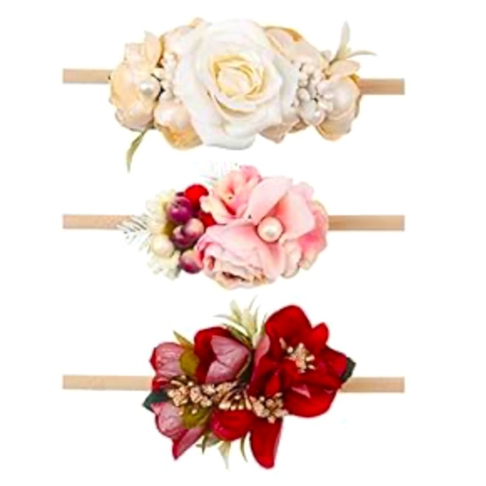 New in box baby girl 3 floral headbands